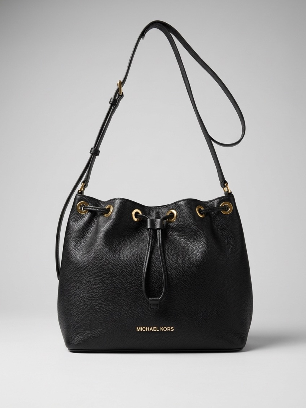 Michael Kors Black Shoulder Bag with Gold Accents